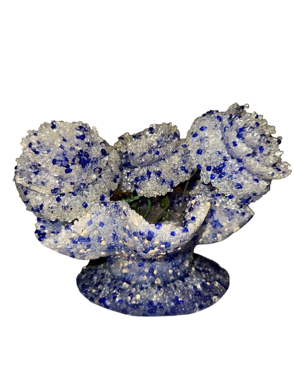 Vintage Handmade Fused Melted Plastic Popcorn Flowers Bowl Vase Retro Boho ART